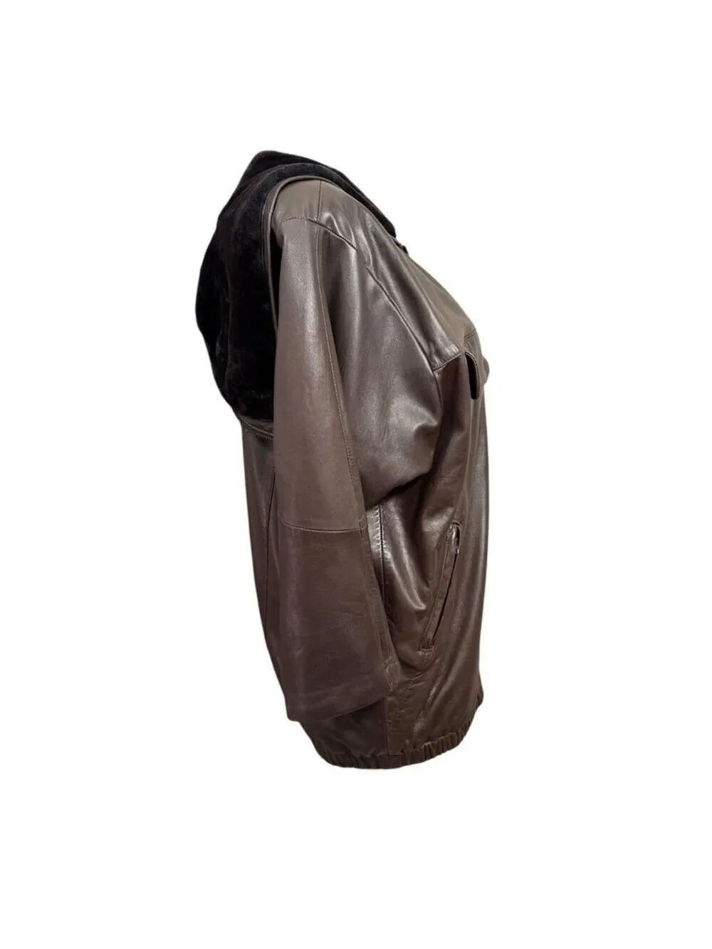 Vintage Positano Pelle Brown Leather Hooded Jacket Women's XL‎ USA Made